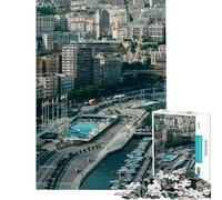 Puzzle da 1000 pezzi per ragazzi paesaggio urbano di Monaco con porto turistico puzzle per adulti giocattolo decorativo da parete modello da assemblare compleanno e Natale (50x75cm)