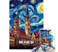 Puzzle da 1000 pezzi per ragazzi paesaggio urbano di Monaco di Baviera Germania stile Notte stellata puzzle per adulti gioco pratico decorazione da parete compleanno e Natale