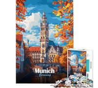 Puzzle da 1000 pezzi per ragazzi paesaggio urbano di Monaco gioco educativo sfida giocattolo artistico difficile regalo (dimensioni 50x75cm)