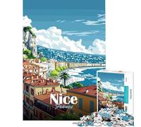 Puzzle da 1000 pezzi per ragazzi paesaggio urbano di Nizza Francia Aiuta ad allenare la mente Un'opera d'arte Gioco divertente Adatto a partire dai 14 anni (38x26cm)