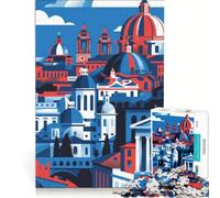 Puzzle da 1000 pezzi per ragazzi, paesaggio urbano di Roma color ceruleo, gioco rilassante, divertente e umoristico, sfida unica 38x26cm