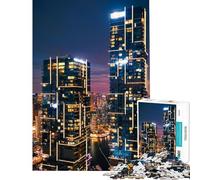 Puzzle da 1000 pezzi per ragazzi paesaggio urbano notturno con grattacieli illuminati ideale per compleanni vacanze natalizie o come passatempo educativo Adatto a partire dai 14 anni (38x52cm)