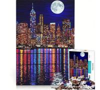 Puzzle da 1000 pezzi per ragazzi paesaggio urbano notturno con riflessi lunari antistress divertente attività da fare in casa ideale come regalo 50x75cm