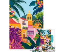 Puzzle da 1000 pezzi per ragazzi paesaggio urbano tropicale mediterraneo giocattolo educativo per l'apprendimento e il miglioramento della memoria regalo di compleanno (dimensioni 50x75cm)
