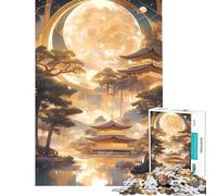 Puzzle da 1000 pezzi per ragazzi: Pagoda dorata paesaggio al chiaro di luna Stimola la mente Gioco educativo per tutta la famiglia adatto a partire dai 14 anni Dimensioni: 38x26cm