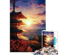Puzzle da 1000 pezzi per ragazzi Pagoda giapponese con Monte Fuji al tramonto Divertimento a casa Un'opera d'arte Giocattolo fai-da-te per ragazzi dai 14 anni in su (38x52cm)