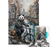 Puzzle da 1000 pezzi per ragazzi panda bicicletta Amsterdam puzzle per adulti giocattolo decorazione da parete regalo perfetto per gli appassionati di videogiochi (dimensioni 38x26cm)