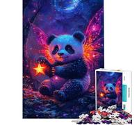 Puzzle da 1000 pezzi per ragazzi Panda fata con stella nella foresta incantata Gioco divertente decorazione perfetta idea regalo per tutta la famiglia (dimensioni 38x52cm)