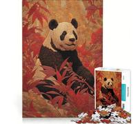 Puzzle da 1000 pezzi per ragazzi panda in bambù rosso gioco educativo divertente attività da fare in casa per rafforzare l'amore tra le coppie 38x52cm