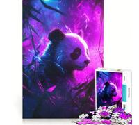 Puzzle da 1000 pezzi per ragazzi panda neon nella foresta giocattolo antistress divertente attività da fare a casa ideale come regalo 38x26cm