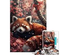 Puzzle da 1000 pezzi per ragazzi panda rosso che dorme puzzle di ciliegi in fiore per adulti giochi rilassanti taglio di precisione per compleanno Natale (dimensioni 38x52cm)
