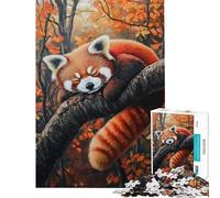 Puzzle da 1000 pezzi per ragazzi Panda rosso in una foresta autunnale gioco per famiglie giocattolo educativo regalo divertente per compleanno (dimensioni 38x26cm)