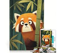 Puzzle da 1000 pezzi per ragazzi: Panda rosso nascosto nella foresta di bambù gioco impossibile interazione genitore-figlio regalo di Natale o compleanno 38x26cm