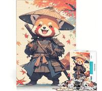 Puzzle da 1000 pezzi per ragazzi: Panda Rosso Samurai - Arte giapponese gioco rompicapo difficile e stimolante ideale come regalo per tutta la famiglia 38x26cm
