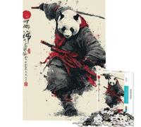 Puzzle da 1000 pezzi per ragazzi Panda Samurai Guerriero Puzzle artistico da 1000 pezzi Giocattolo decorativo per la casa Analisi e logica compleanno (38x52cm)