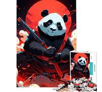 Puzzle da 1000 pezzi per ragazzi Panda Samurai Katana Luna Rossa Gioco educativo Giocattolo educativo Gioco artistico Regalo Taglio di precisione (Dimensioni 38x52cm)