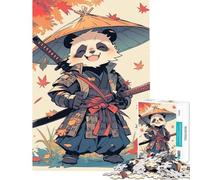 Puzzle da 1000 pezzi per ragazzi Panda Samurai - Simpatico Samurai per gioco educativo sfida rompicapo difficile regalo di Babbo Natale segreto (Dimensioni 38x52cm)