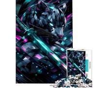 Puzzle da 1000 pezzi per ragazzi Pantera cibernetica con katana Un animale che stimola la mente e favorisce il divertimento in famiglia Giochi adatti a partire dai 14 anni (50x75cm)