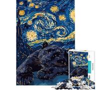 Puzzle da 1000 pezzi per ragazzi pantera in una notte stellata puzzle per adulti antistress assemblaggio di modelli sfida educativa (dimensioni 50x75cm)