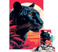 Puzzle da 1000 pezzi per ragazzi Pantera Nera con stampa Risograph difficile e stimolante decorazione per la casa gioco rilassante per ragazzi dai 14 anni in su (38x26cm)