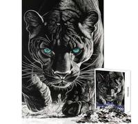 Puzzle da 1000 pezzi per ragazzi Pantera Nera dagli occhi azzurri Gioco divertente antistress educativo per rafforzare l'amore tra le coppie (50x75cm)
