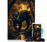 Puzzle da 1000 pezzi per ragazzi Pantera Nera nella foresta,disegno ritagliato con precisione,gioco stimolante per la mente,ideale per rilassarsi,perfetto per il tempo libero a Natale 38x26cm
