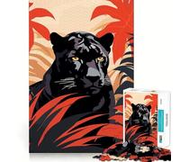 Puzzle da 1000 pezzi per ragazzi Pantera Nera nella giungla,disegno con intagli precisi,gioco per allenare la mente,momento di relax,divertimento per il compleanno 38x52cm