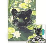 Puzzle da 1000 pezzi per ragazzi: Pantera Nera nello stagno delle ninfee, gioco impossibile, interazione genitore-figlio, regalo stimolante 38x26cm