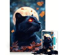 Puzzle da 1000 pezzi per ragazzi Pantera Nera sotto la luna piena,disegno ritagliato con precisione,gioco stimolante per la mente,ideale per rilassarsi,perfetto per il tempo libero a Natale 50x75cm