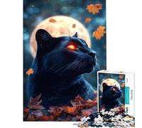 Puzzle da 1000 pezzi per ragazzi Pantera Nera sotto la luna piena Gioco avvincente per coltivare la pazienza rompicapo decorazione perfetta ottimo regalo (dimensioni 75x50cm)