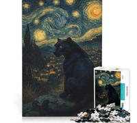 Puzzle da 1000 pezzi per ragazzi: Pantera Nera sotto un cielo stellato, giochi divertenti, attività divertenti da fare a casa, gioco dal design accattivante 50x75cm