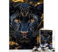 Puzzle da 1000 pezzi per ragazzi: Pantera Nera tra le Rose Dorate gioco educativo assemblaggio di modelli giocattolo antistress compleanni e occasioni speciali (38x52cm)