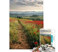 Puzzle da 1000 pezzi per ragazzi papaveri rossi Toscana Puzzle per adulti gioco pratico decorazione per la casa interazione genitore-figlio (dimensioni 38x52cm)
