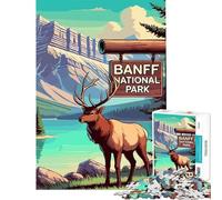 Puzzle da 1000 pezzi per ragazzi Parco Nazionale di Banff alce ideale per compleanni e Natale Gioco difficile per famiglie dai 14 anni in su (50x75cm)