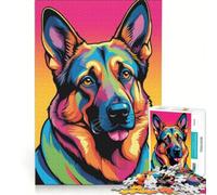 Puzzle da 1000 pezzi per ragazzi, Pastore tedesco, Giochi educativi, Corsa di velocità manuale, Collezione d'artista, Belle arti 38x26cm
