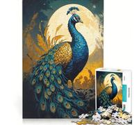 Puzzle da 1000 pezzi per ragazzi: Pavone e Luna Piena gioco per famiglie attività divertenti da fare a casa per rafforzare l'amore tra le coppie 38x52cm