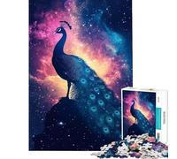 Puzzle da 1000 pezzi per ragazzi pavone nello spazio divertente attività da fare a casa un'opera d'arte fai-da-te per ragazzi dai 14 anni in su (50x75cm)