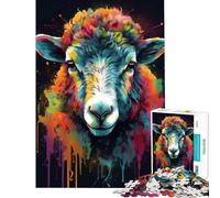 Puzzle da 1000 pezzi per ragazzi pecore colorate con gocce sfida impegnativa da completare gioco educativo per famiglie dai 14 anni in su (50x75cm)