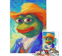 Puzzle da 1000 pezzi per ragazzi Pepe la Rana stile Van Gogh sfida per l'intelligenza giocattolo avvincente giochi per famiglie un'opera d'arte idee regalo (dimensioni 38x52cm)