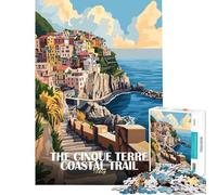 Puzzle da 1000 pezzi per ragazzi percorso costiero delle Cinque Terre Italia opera d'arte per gioco educativo giocattolo sfida gioco educativo difficile opera d'arte regalo (dimensioni 38x52cm)