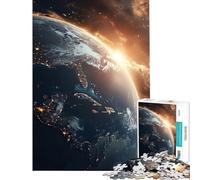 Puzzle da 1000 pezzi per ragazzi Pianeta Terra gioco interattivo educativo sfida regalo per donne e uomini decorazione per la casa (dimensioni 50x75cm)