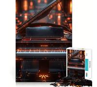 Puzzle da 1000 pezzi per ragazzi pianoforte a coda nero con tasti luminosi,giunture lisce,divertente,gioco di logica,regalo rilassante,arte per il tempo libero natalizio 38x52cm