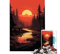 Puzzle da 1000 pezzi per ragazzi piccola capanna nella foresta gioco intellettuale gioco impossibile analisi e logica regalo per compleanni (dimensioni 38x52cm)