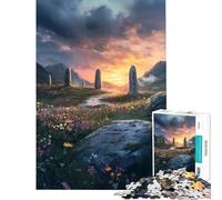 Puzzle da 1000 pezzi per ragazzi "Pietre erette al tramonto" difficile e impegnativo gioco di assemblaggio impossibile adatto a persone dai 14 anni in su (50x75cm)