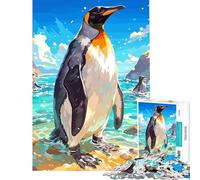 Puzzle da 1000 pezzi per ragazzi Pinguino reale sulla spiaggia gioco educativo e stimolante ideale per divertirsi in famiglia regalo perfetto per compleanni (dimensioni 38x52cm)