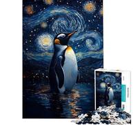 Puzzle da 1000 pezzi per ragazzi pinguino sotto una notte stellata puzzle per adulti gioco per famiglie decorazione per la casa compleanno (dimensioni 50x75cm)