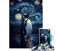 Puzzle da 1000 pezzi per ragazzi pinguino sotto una notte stellata puzzle per adulti gioco pratico di analisi e logica ottimo regalo per gli appassionati di videogiochi (dimensioni 38x26cm)