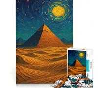 Puzzle da 1000 pezzi per ragazzi: Piramide egizia sotto un cielo stellato vorticoso, gioco educativo, sfida impegnativa, regalo di compleanno e unico 50x75cm