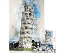 Puzzle da 1000 pezzi per ragazzi Pisa in acquerello Gioco pratico per le vacanze a casa Giocattolo per passare il tempo Decorazione da parete Adatto per la decorazione della scrivania (38x26cm)