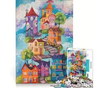 Puzzle da 1000 pezzi per ragazzi pittura surreale case multiple arte giochi divertenti sfida da completare ideale come regalo per tutta la famiglia 38x26cm